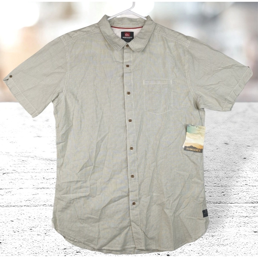 Quiksilver Shoreline Classic SS Button Down Shirt Mens Size XXL Light Green